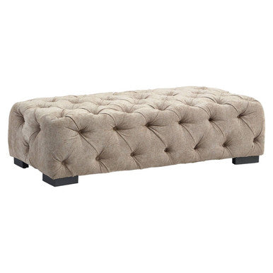 Natural Fabric Tufted Rectangular Footstool | Fenton