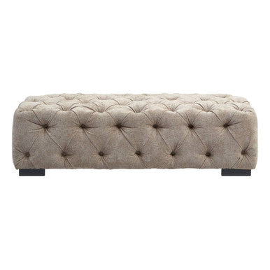 Natural Fabric Tufted Rectangular Footstool | Fenton