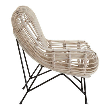 White Washed Rattan Curved Chair | Java