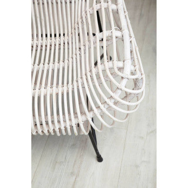 White Washed Rattan Curved Chair | Java
