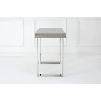 Grey Elm Wood Console Table with Stainless Steel U-Shape Legs, Ulmus
