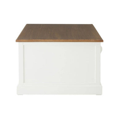 Fir Wood Veneer Top and White Wooden Coffee Table with 3 Drawers | Hardwick