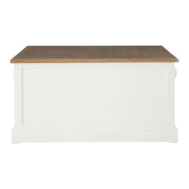 Fir Wood Veneer Top and White Wooden Square Coffee Table with 3 Drawers | Hardwick