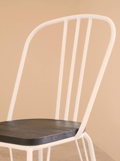 White Metal Frame with Elm Wood Dining Chair | District