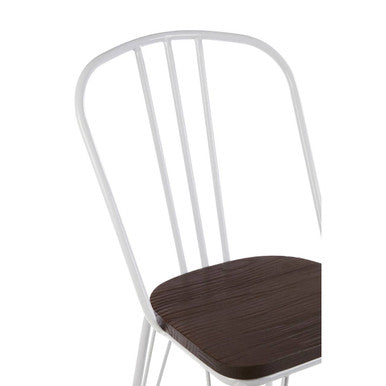 White Metal Frame with Elm Wood Dining Chair | District