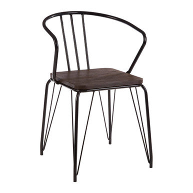 Black Metal and Elm Wood Armchair | District
