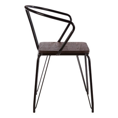 Black Metal and Elm Wood Armchair | District