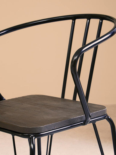 Black Metal and Elm Wood Armchair | District