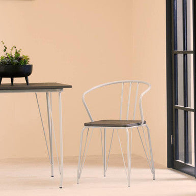 Grey Metal and Elm Wood Armchair | District