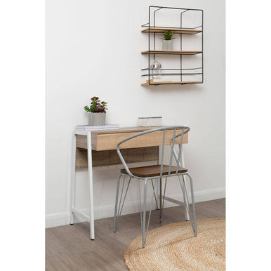 Grey Metal and Elm Wood Armchair | District