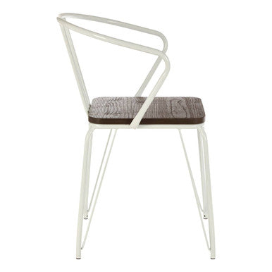 White Metal and Elm Wood Armchair | District