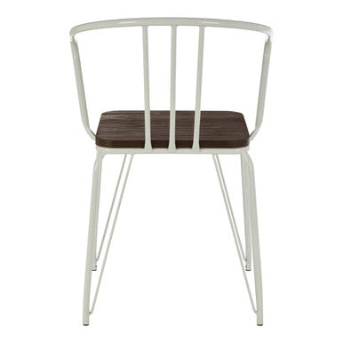 White Metal and Elm Wood Armchair | District