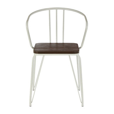 White Metal and Elm Wood Armchair | District