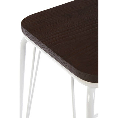 White Metal and Elm Wood Stool | District
