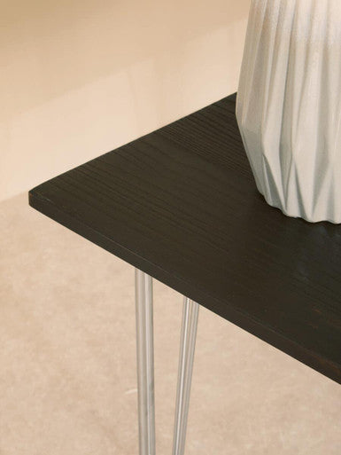 Silver Chrome Metal Legs and Brown Elm Wood Top Table | District