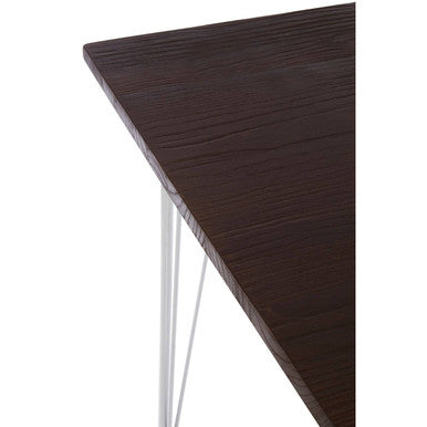 Silver Chrome Metal Legs and Brown Elm Wood Top Table | District
