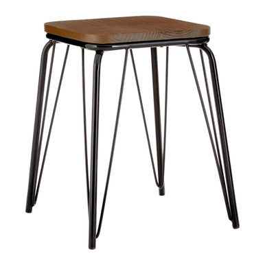 Black Metal and Elm Small Wood Stool | District
