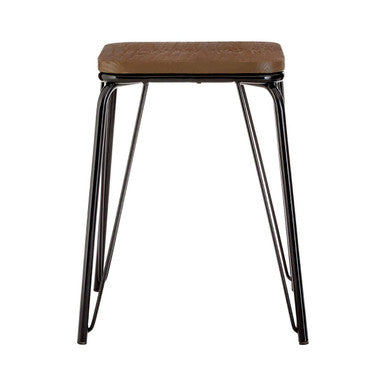 Black Metal and Elm Small Wood Stool | District