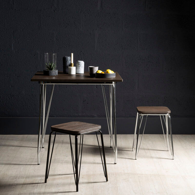 Black Metal and Elm Small Wood Stool | District