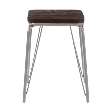 Grey Metal and Elm Small Wood Stool | District