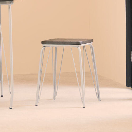 Grey Metal and Elm Small Wood Stool | District