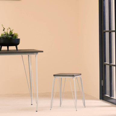 Grey Metal and Elm Small Wood Stool | District