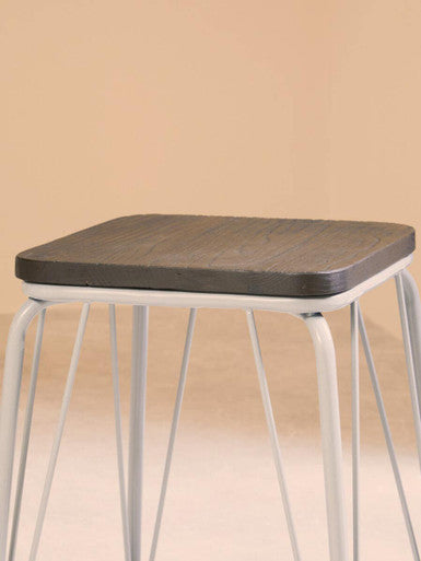 Grey Metal and Elm Small Wood Stool | District
