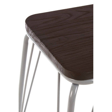 Grey Metal and Elm Small Wood Stool | District