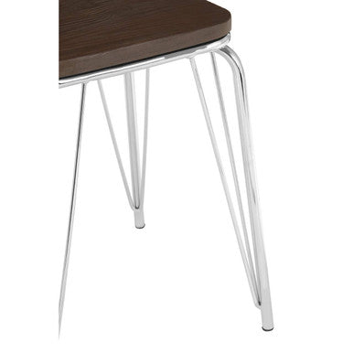 Chrome Metal and Elm Small Wood Stool | District