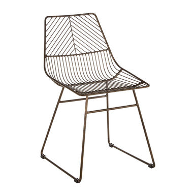 Bronze Metal Wire Tapered Legs Chair | District