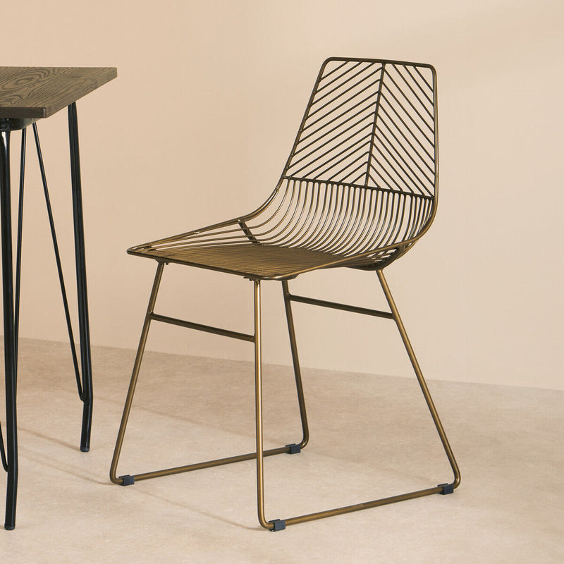 Bronze Metal Wire Tapered Legs Chair | District