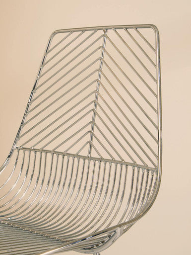 Chrome Metal Wire Tapered Legs Chair | District