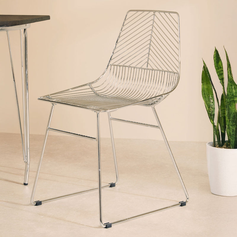 Chrome Metal Wire Tapered Legs Chair | District