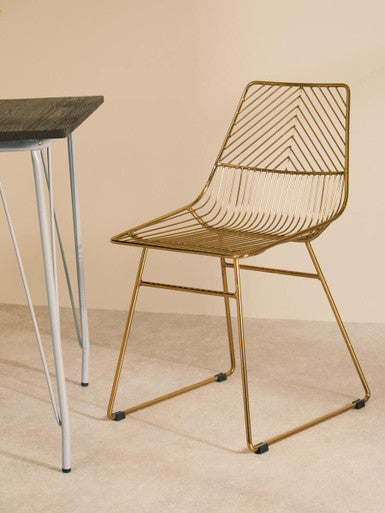 Small Gold Finish Metal Wire Chair | District