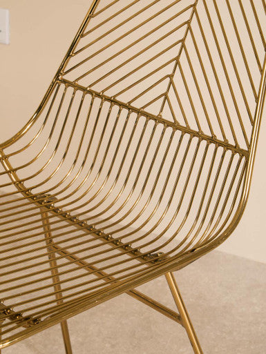 Small Gold Finish Metal Wire Chair | District