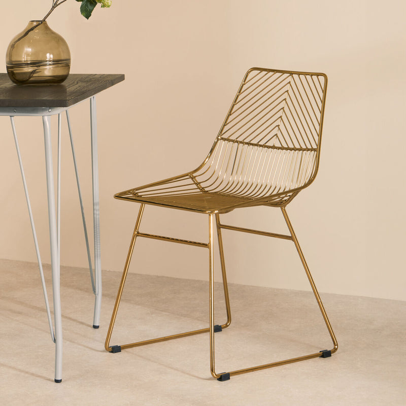 Small Gold Finish Metal Wire Chair | District