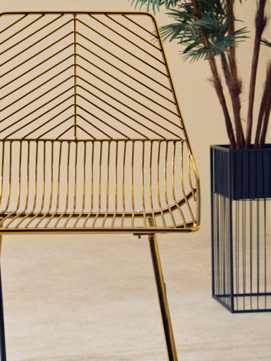 Gold Metal Wire Tapered Bar Chair | District
