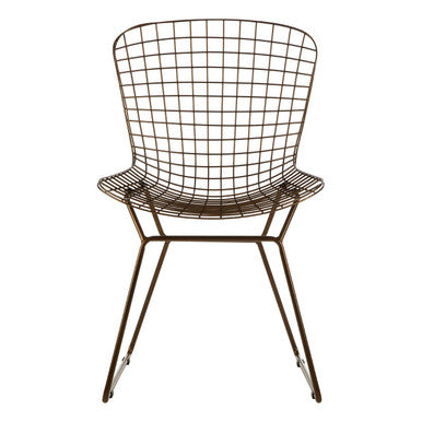 Bronze Metal Grid Frame Wire Chair | District