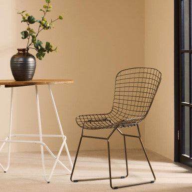 Bronze Metal Grid Frame Wire Chair | District