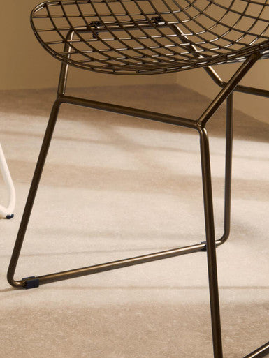 Bronze Metal Grid Frame Wire Chair | District