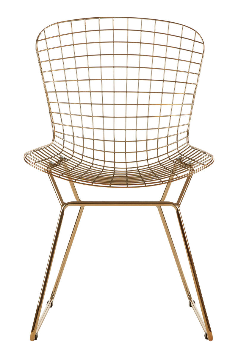 Gold Metal Grid Frame Wire Chair | District