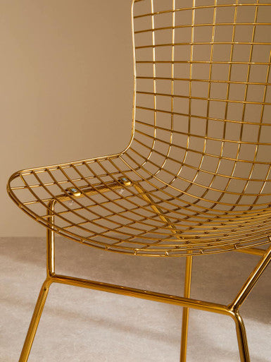 Gold Metal Grid Frame Wire Chair | District