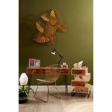 Gold Metal Grid Frame Wire Chair | District