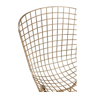 Gold Metal Grid Frame Wire Chair | District