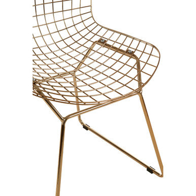 Gold Metal Grid Frame Wire Chair | District