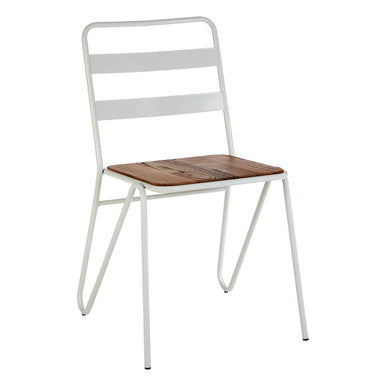 White Metal and Elm Wood Chair | District