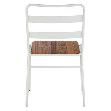 White Metal and Elm Wood Chair | District