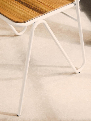 White Metal and Elm Wood Chair | District