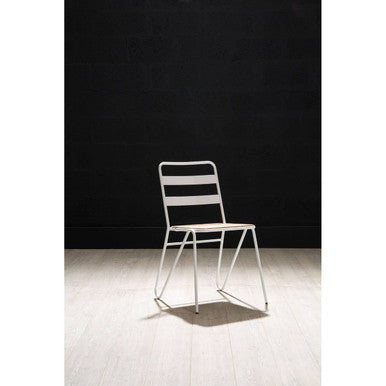 White Metal and Elm Wood Chair | District