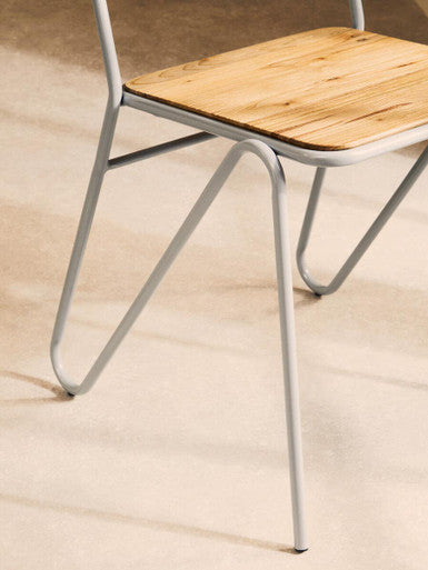 Grey Metal and Elm Wood Chair | District